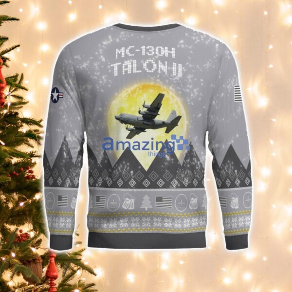 MC-130 Combat Talon II MC130E MC130J MC130H Aircraft Moonlight And Mountain Pattern Ugly Christmas Sweater Aircraft Lovers Christmas Gift Product Photo 3