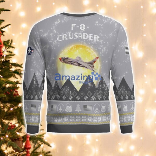 F-8 Crusader F8 Aircraft Moonlight And Mountain Pattern Ugly Christmas Sweater Aircraft Lovers Christmas Gift Product Photo 3