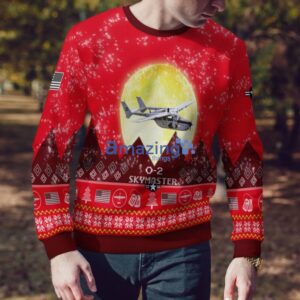 Cessna O-2 Skymaster O2 Aircraft Moonlight Red Color Ugly Christmas Sweater Christmas Gift Product Photo 4