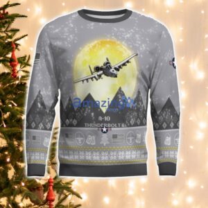 A-10 Thunderbolt II A10 Aircraft Moonlight And Mountain Pattern Ugly Christmas Sweater Aircraft Lovers Christmas Gift Product Photo 2