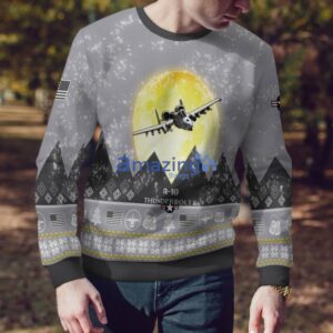 A-10 Thunderbolt II A10 Aircraft Moonlight And Mountain Pattern Ugly Christmas Sweater Aircraft Lovers Christmas Gift Product Photo 4