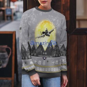 A-10 Thunderbolt II A10 Aircraft Moonlight And Mountain Pattern Ugly Christmas Sweater Aircraft Lovers Christmas Gift Product Photo 5