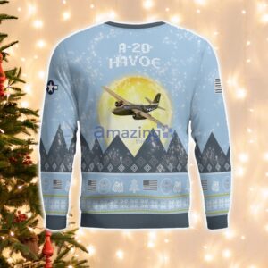 A-20 Havoc A20 Light Blue Aircraft Moonlight 3D Ugly Christmas Sweater Christmas Gift Product Photo 3