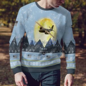 A-20 Havoc A20 Light Blue Aircraft Moonlight 3D Ugly Christmas Sweater Christmas Gift Product Photo 4