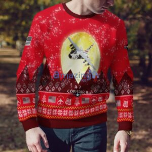 A-7 Corsair II A7 Aircraft Moonlight Red Color Ugly Christmas Sweater Christmas Gift Product Photo 3