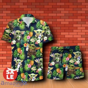 Absolut Vodka Baby Yoda Tropical Flowery Hawaiian Shirt & Short Product Photo 1