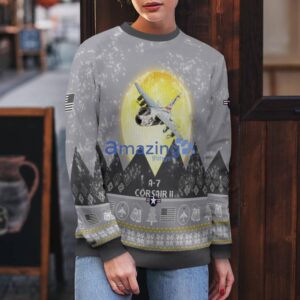 A-7 Corsair II A7 Aircraft Moonlight And Mountain Pattern Ugly Christmas Sweater Aircraft Lovers Christmas Gift Product Photo 4