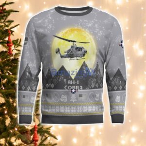 AH-1 Cobra AH1 Aircraft Moonlight And Mountain Pattern Ugly Christmas Sweater Aircraft Lovers Christmas Gift Product Photo 2