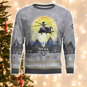 AH-64 Apache AH64 Aircraft Moonlight And Mountain Pattern Ugly Christmas Sweater Aircraft Lovers Christmas Gift Product Photo 2