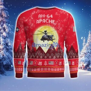 AH-64 Apache AH64 Aircraft Moonlight Red Color Ugly Christmas Sweater Christmas Gift Product Photo 3