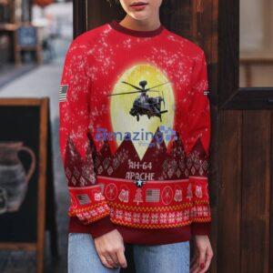 AH-64 Apache AH64 Aircraft Moonlight Red Color Ugly Christmas Sweater Christmas Gift Product Photo 5