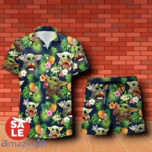 Amaretto Baby Yoda Tropical Flowery Hawaiian Shirt & Short Product Photo 1