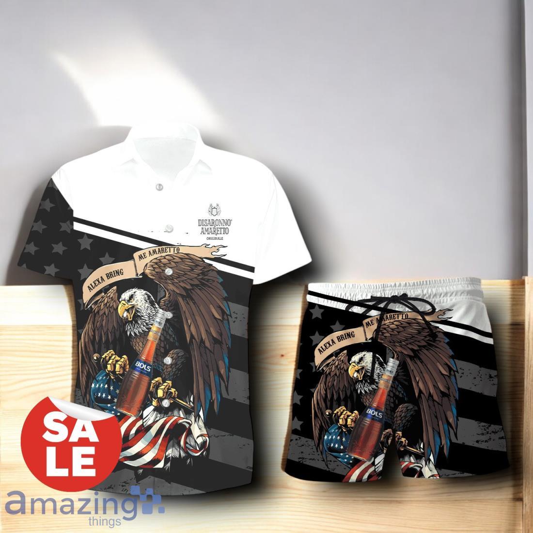 Amaretto Eagle American Flag Hawaiian Shirt & Shorts Combo For Men Women image Amaretto Eagle American Flag Hawaiian Shirt & Shorts Combo For Men Women Product Photo 2