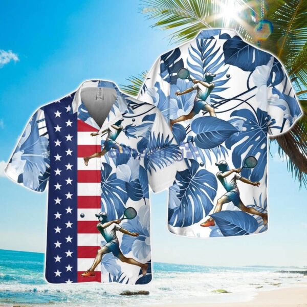 American Flag USA Patriotic Pickleball Tropical Hawaiian Shirt Summer Holiday Gift Product Photo 1