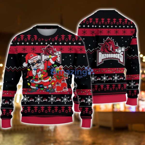 Arkansas Razorbacks Santa Claus Dabbing Funny Ugly Christmas Sweater For Men And Women Product Photo 1