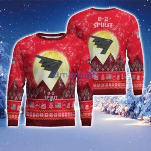 B-2 Spirit B2 Aircraft Moonlight Red Color Ugly Christmas Sweater Christmas Gift Product Photo 1