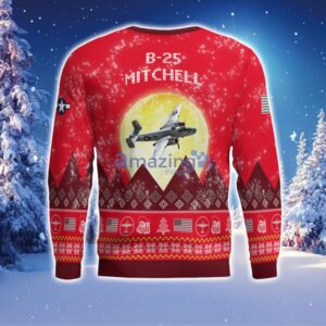 B-25 Mitchell B25 Aircraft Moonlight Red Color Ugly Christmas Sweater Christmas Gift Product Photo 3