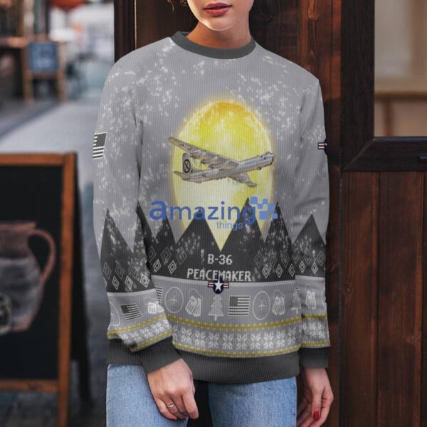 B-36 Peacemaker B36 Aircraft Moonlight And Mountain Pattern Ugly Christmas Sweater Aircraft Lovers Christmas Gift Product Photo 3