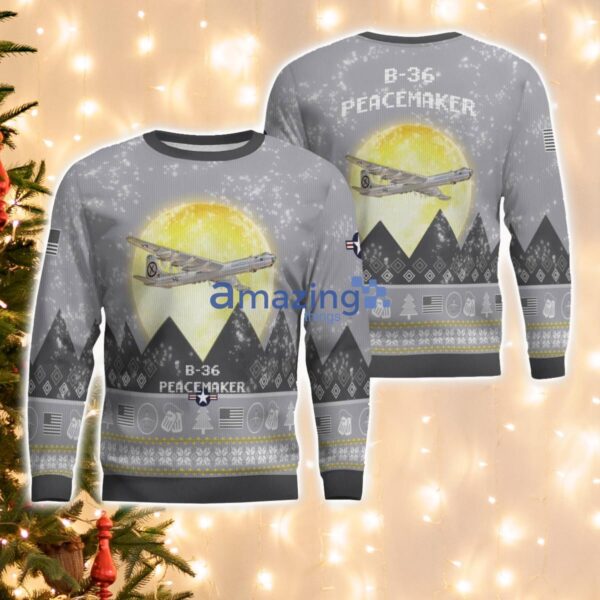 B-36 Peacemaker B36 Aircraft Moonlight And Mountain Pattern Ugly Christmas Sweater Aircraft Lovers Christmas Gift Product Photo 1