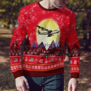 B-47 Stratojet B47 Aircraft Moonlight Red Color Ugly Christmas Sweater Christmas Gift Product Photo 4