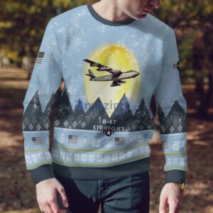 B-47 Stratojet B47 Light Blue Aircraft Moonlight 3D Ugly Christmas Sweater Christmas Gift Product Photo 4