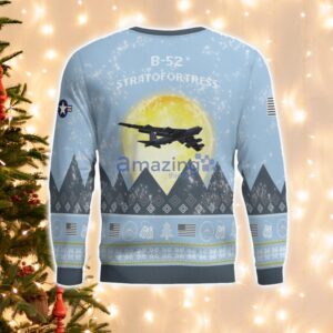 B-52 Stratofortress B52 Light Blue Aircraft Moonlight 3D Ugly Christmas Sweater Christmas Gift Product Photo 3