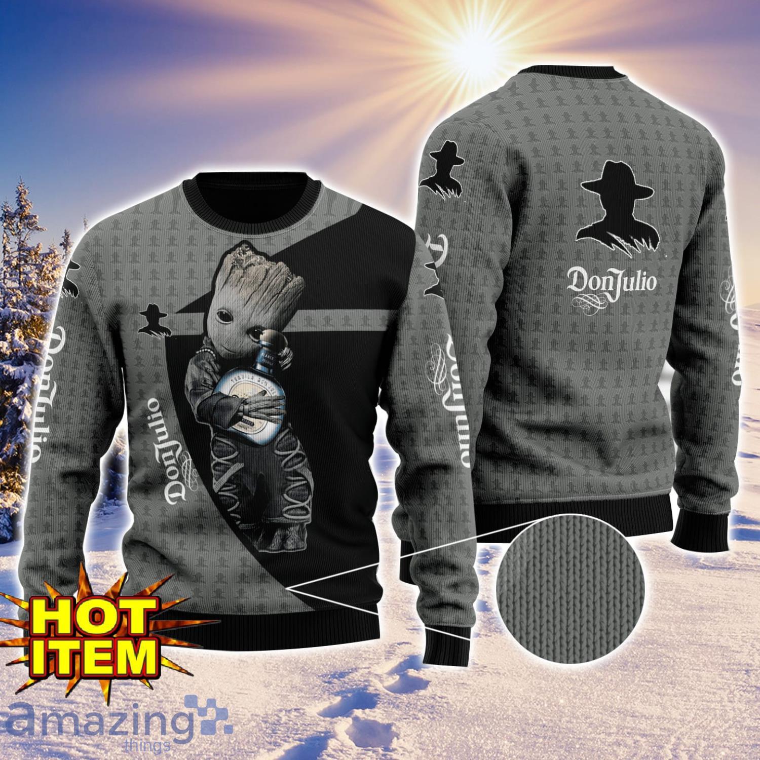 Baby Groot Hug Don Julio Ugly Christmas 3D Sweater All Over Print image Baby Groot Hug Don Julio Ugly Christmas 3D Sweater All Over Print Product Photo 1