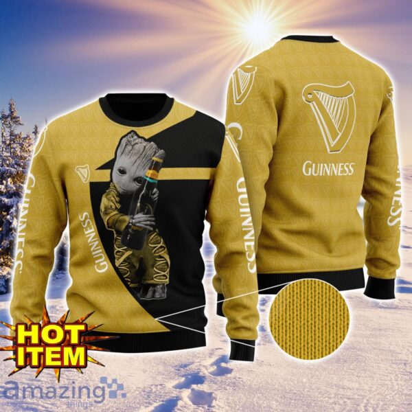 Baby Groot Hug Guinness Beer Ugly Christmas 3D Sweater All Over Print Product Photo 1