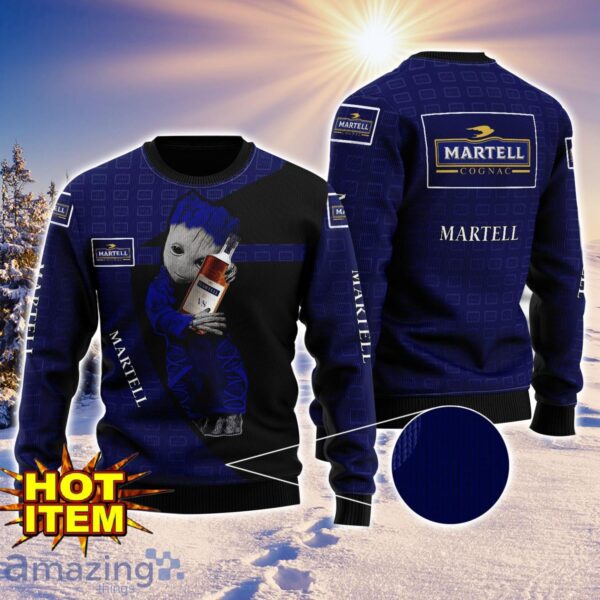 Baby Groot Hug martell cognac Ugly Christmas 3D Sweater All Over Print Product Photo 1
