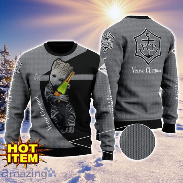 Baby Groot Hug Veuve Clicquot Ugly Christmas 3D Sweater All Over Print Product Photo 1