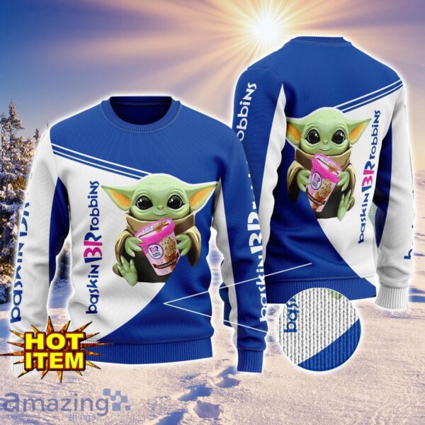 Baby Yoda Baskin Robbins AOP Ugly Christmas Sweater Unisex For Men And Women Product Photo 1