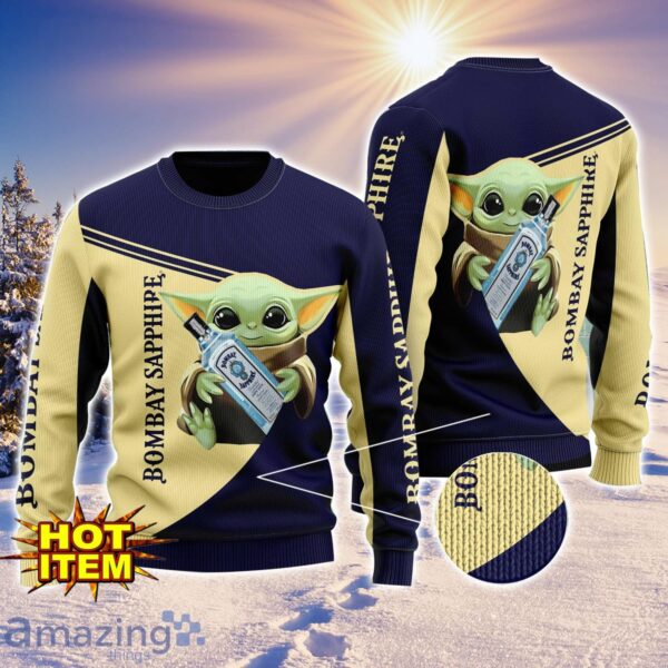 Baby Yoda Bombay Sapphire AOP Ugly Christmas Sweater Unisex For Men And Women Product Photo 1