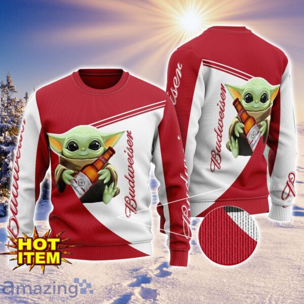 Baby Yoda Budweiser AOP Ugly Christmas Sweater Unisex For Men And Women Product Photo 1