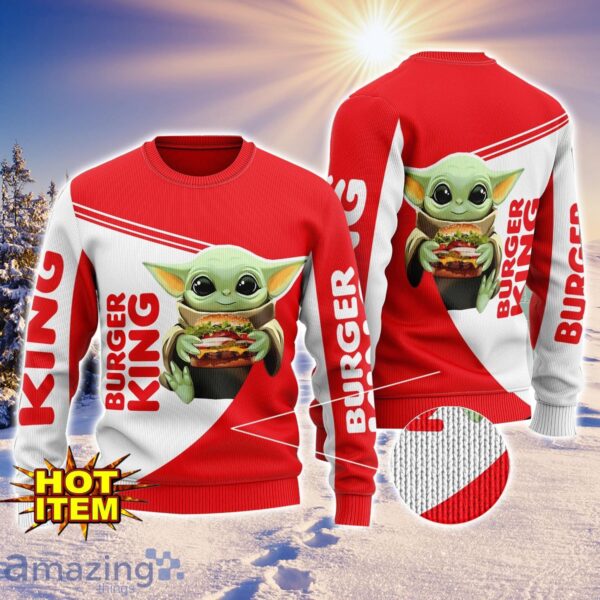 Baby Yoda Burger King AOP Ugly Christmas Sweater Unisex For Men And Women Product Photo 1