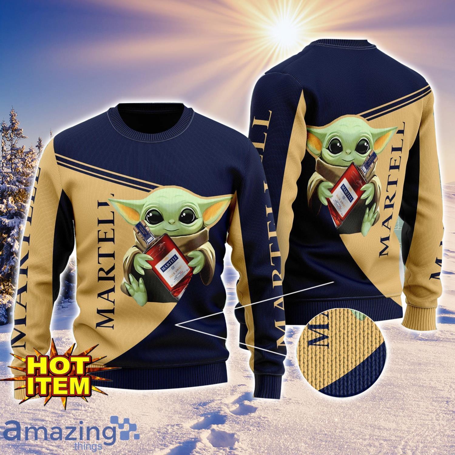 Baby Yoda Martell AOP Ugly Christmas Sweater Unisex For Men And Women image Baby Yoda Martell AOP Ugly Christmas Sweater Unisex For Men And Women Product Photo 1