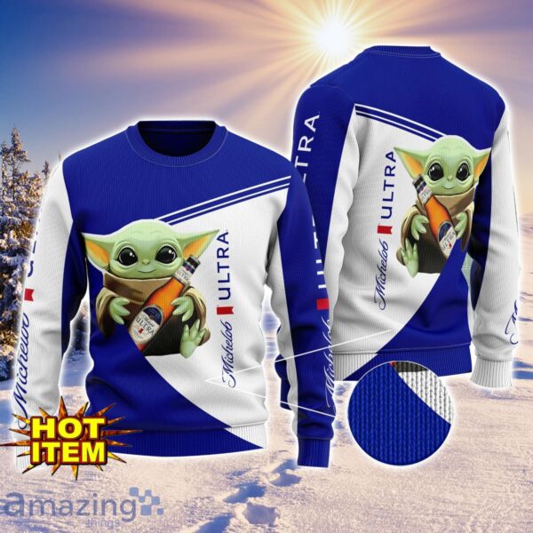 Baby Yoda michelob ultra AOP Ugly Christmas Sweater Unisex For Men And Women Product Photo 1