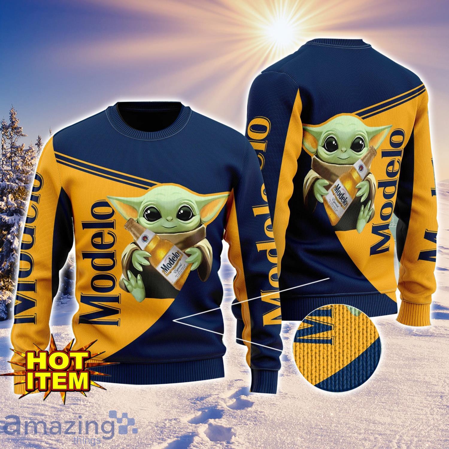 Baby Yoda Modelo AOP Ugly Christmas Sweater Unisex For Men And Women image Baby Yoda Modelo AOP Ugly Christmas Sweater Unisex For Men And Women Product Photo 1