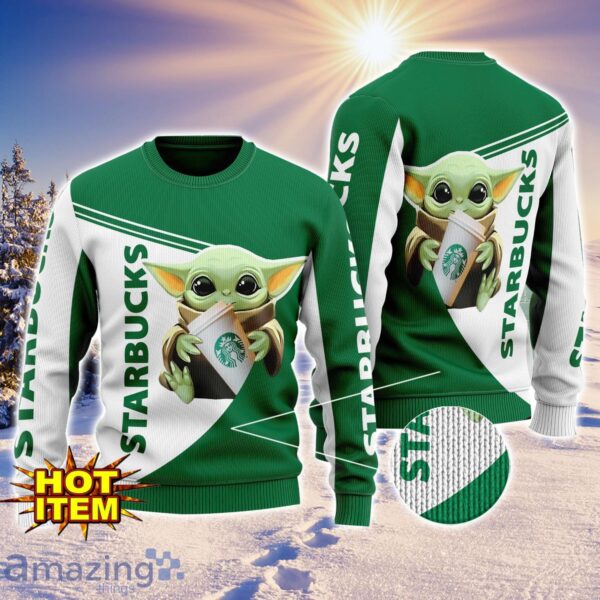Baby Yoda Starbucks Coffee AOP Ugly Christmas Sweater Unisex For Men And Women Product Photo 1