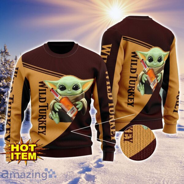 Baby Yoda Wild Turkey AOP Ugly Christmas Sweater Unisex For Men And Women Product Photo 1