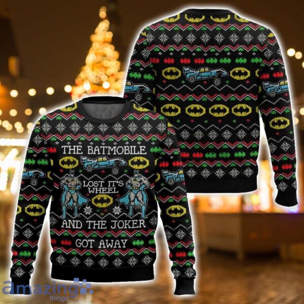 Batmobile Lost Its Wheel Joker Got Away Batman Ugly Christmas Sweater 3D All Printed Sweater Christmas Gift Product Photo 1