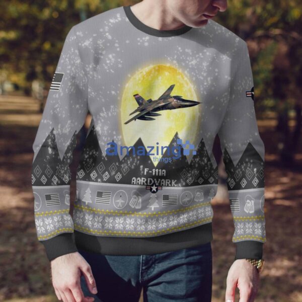 F-111A Aardvark Vietnam War F111A Aircraft Moonlight And Mountain Pattern Ugly Christmas Sweater Aircraft Lovers Christmas Gift Product Photo 4