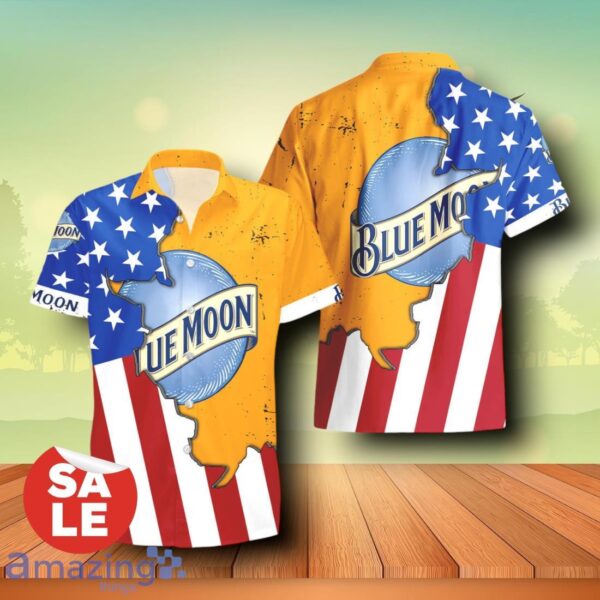 Blue Moon Beer Life USA Flag Aloha Summer Beach Combo Trending Hawaiian Shirt & Shorts For Men Women Product Photo 2