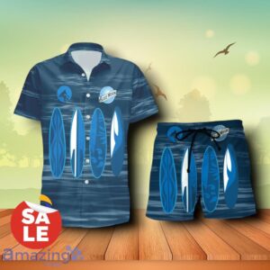 Blue Moon Beer Surfboard Combo Trending Hawaiian Shirt & Shorts For Men Women Product Photo 1