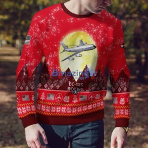 Boeing EC-135 EC135 Aircraft Moonlight Red Color Ugly Christmas Sweater Christmas Gift Product Photo 4