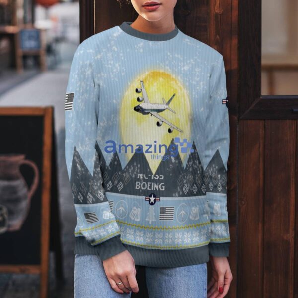 Boeing RC-135 RC135 Light Blue Aircraft Moonlight 3D Ugly Christmas Sweater Christmas Gift Product Photo 5