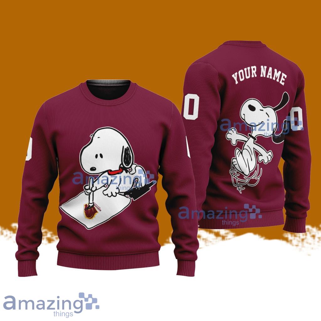 Brisbane Broncos NRL Snoopy Happy Custom Name Christmas Ugly Sweater 3D image Brisbane Broncos NRL Snoopy Happy Custom Name Christmas Ugly Sweater 3D Product Photo 1