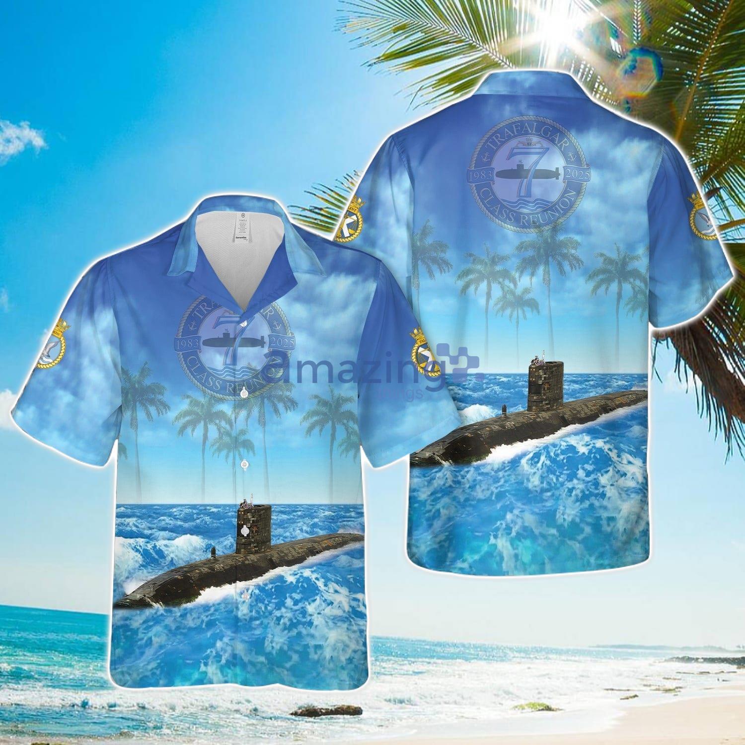 British Royal Navy Trafalgar Class Submarine Hawaiian Shirt Summer Holiday Gift image British Royal Navy Trafalgar Class Submarine Hawaiian Shirt Summer Holiday Gift Product Photo 1