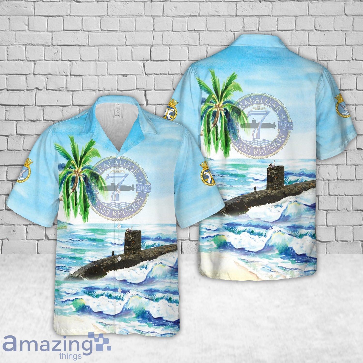 British Royal Navy Trafalgar Class Submarine Hawaiian Shirt image British Royal Navy Trafalgar Class Submarine Hawaiian Shirt Product Photo 1