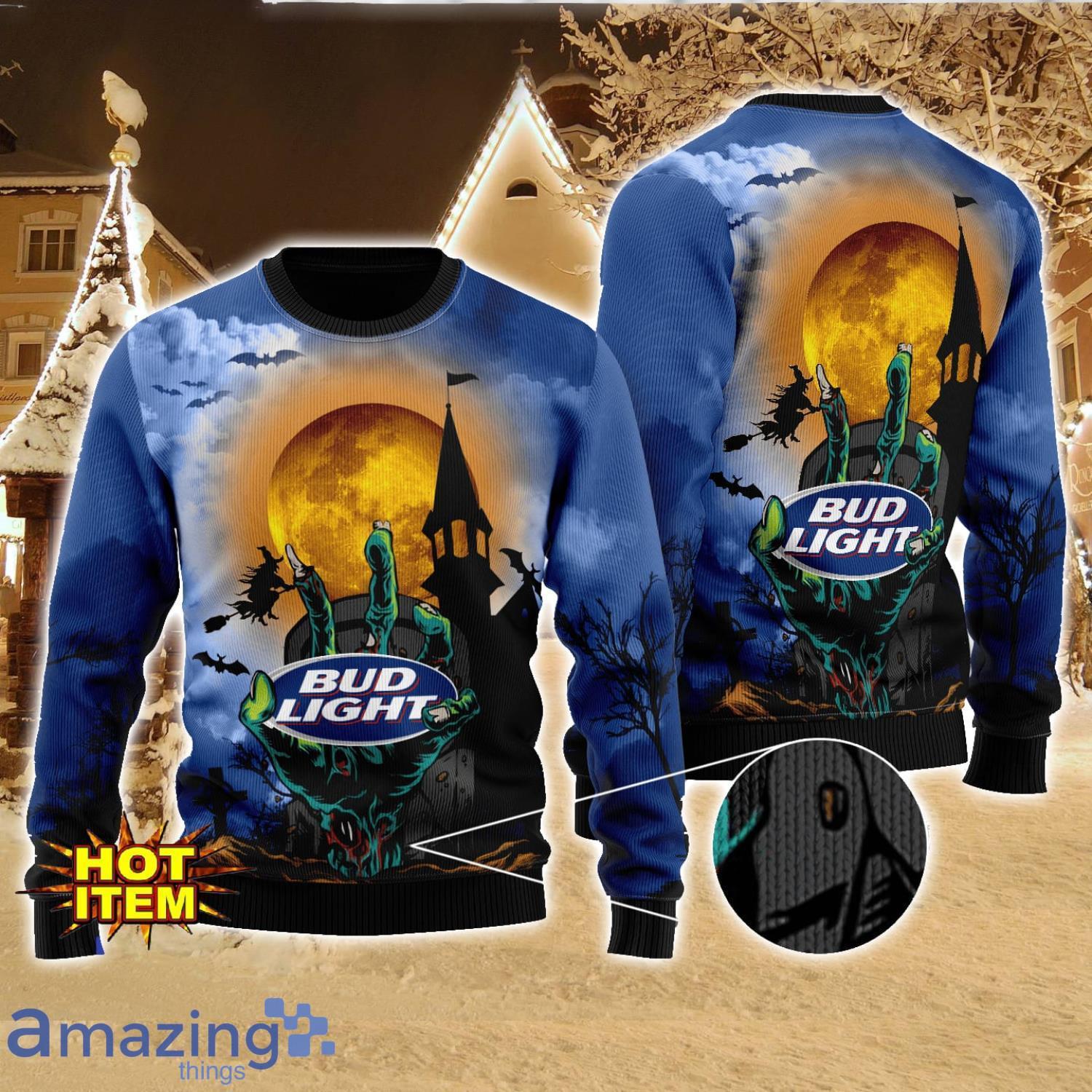 Bud Light Beer Halloween 3D Sweater Halloween Gift For Men And Women image Bud Light Beer Halloween 3D Sweater Halloween Gift For Men And Women Product Photo 1