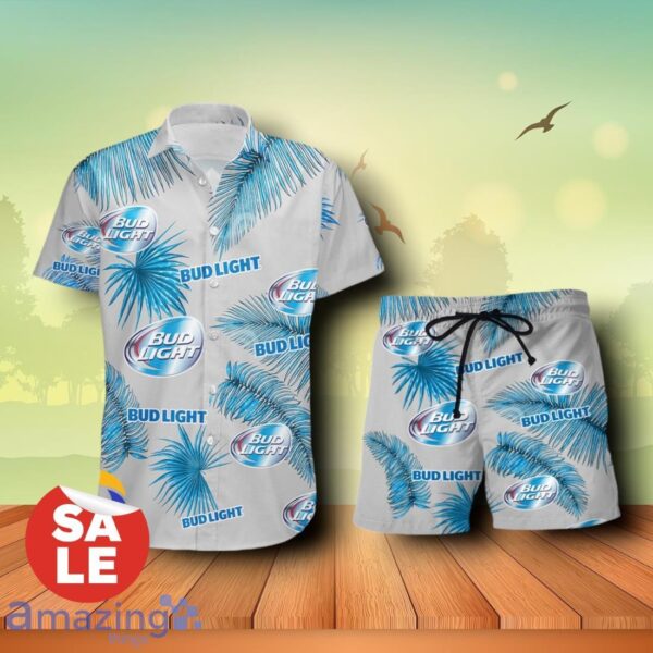 Bud Light Beer Palm Leaves Summer Combo Trending Hawaiian Shirt & Shorts For Men Women Product Photo 1